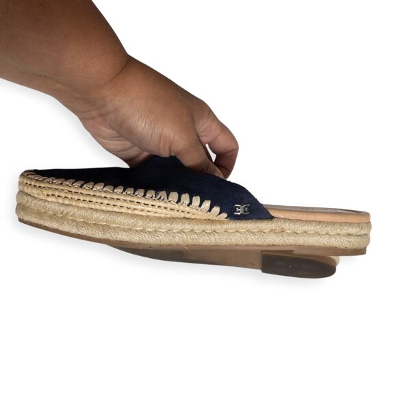 Sam Edelman Slip On Shoes Cork Sole Size 6.5 Navy Backless Mule Austin - Picture 5 of 7